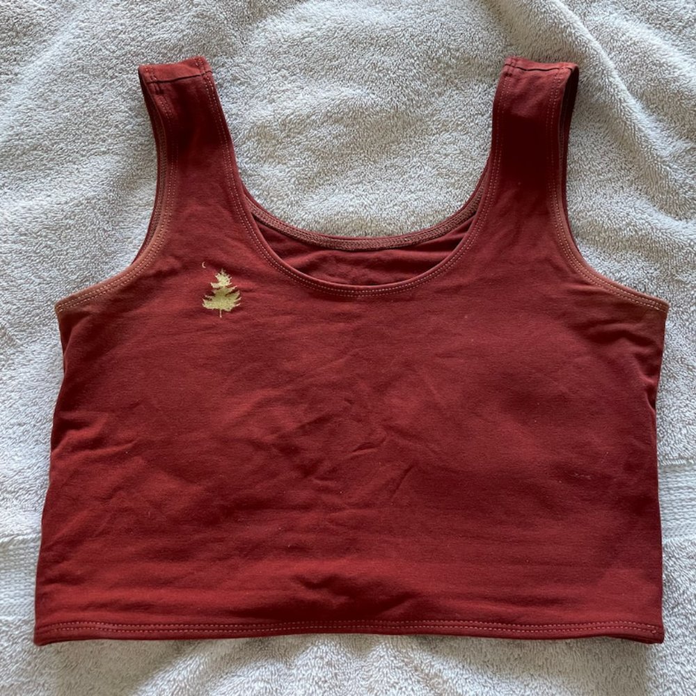Purusha People crop top / bra top in dark red - size M